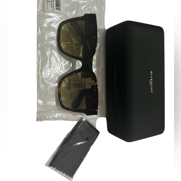 NWT GIVENCHY HAVANA SQUARE SUNGLASSES BROWN, CASE AND CLOTH - Picture 10 of 10